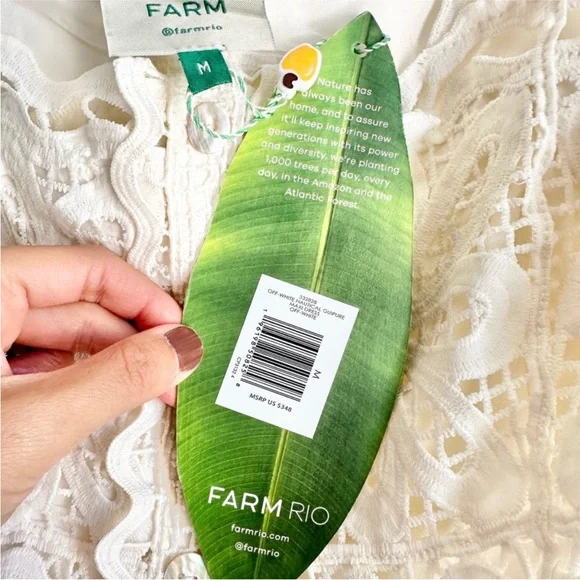 NWT FARM Rio Off White Nautical Guipere Crochet Midi Dress - Picture 12 of 13